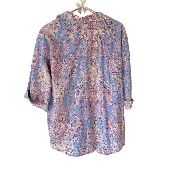 Lauren Ralph Lauren NWTs Blue Pink Capri Cotton Pajama Set Petite Large PL - Picture 5 of 10